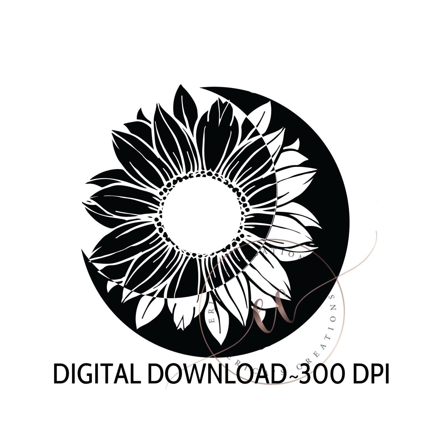 Sunflower, Moon, Digital Download, PNG