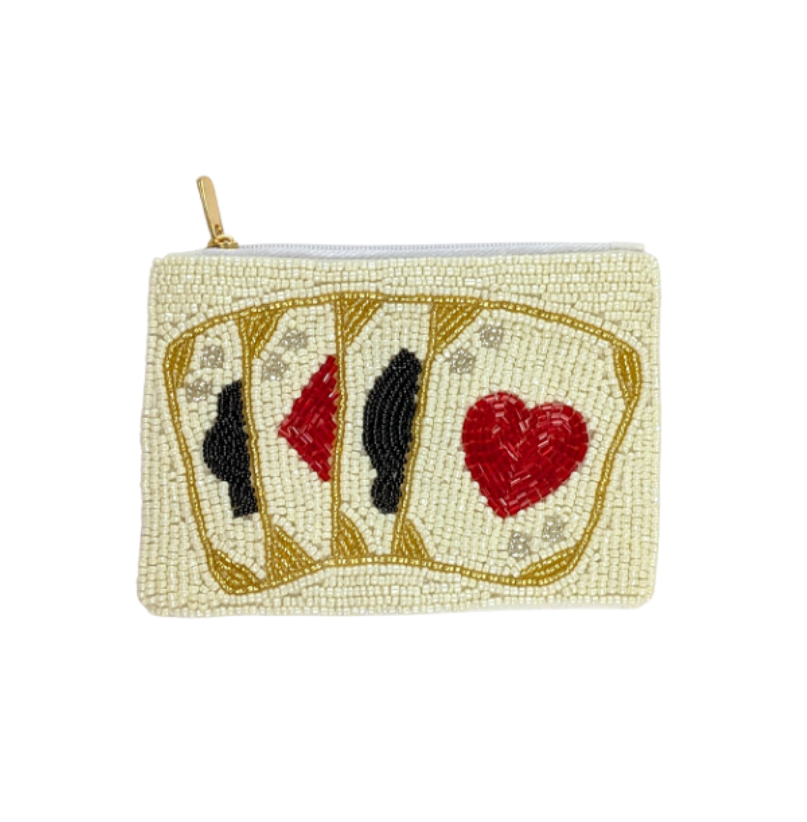 Playing Cards Beaded Coin Purse