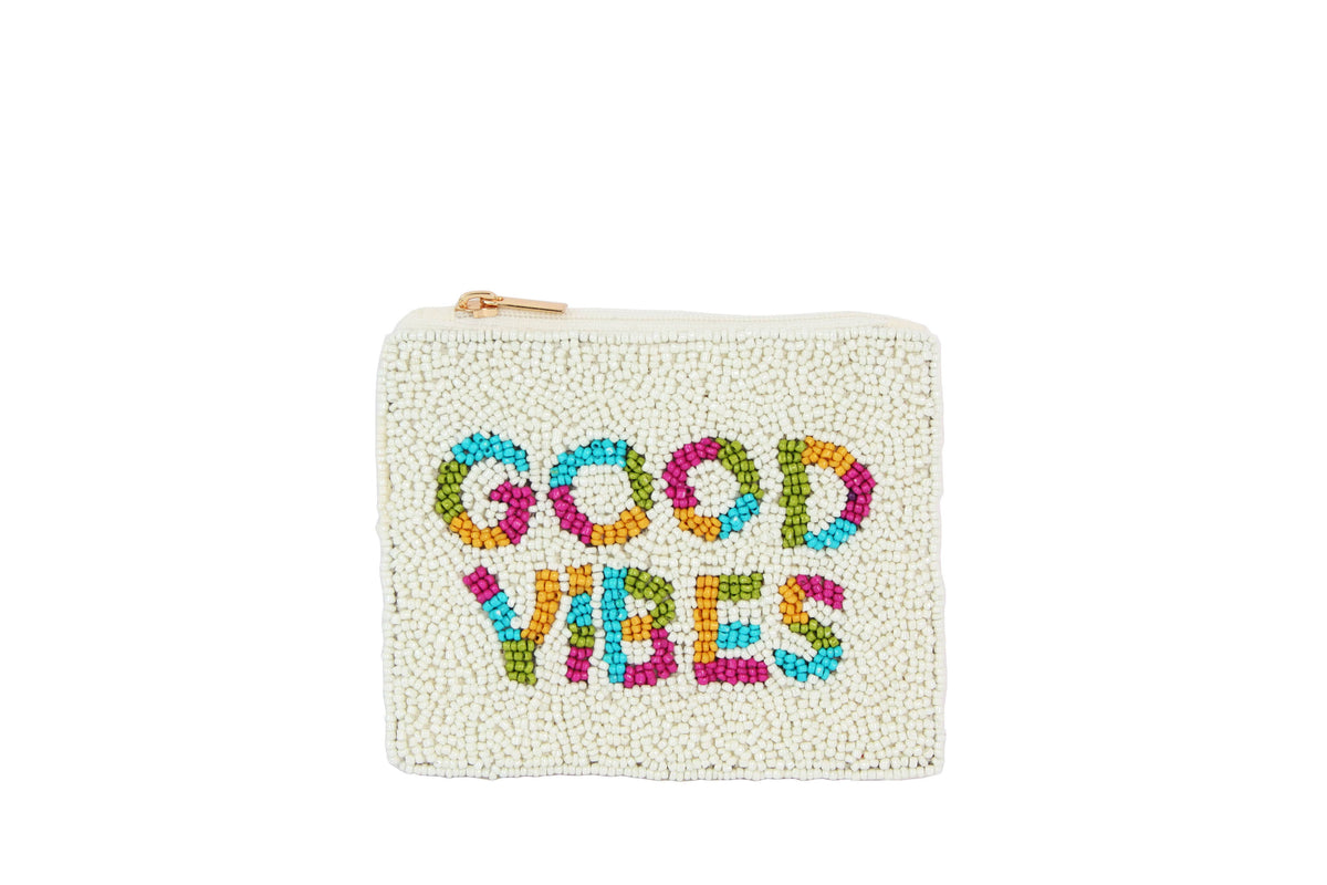 Good Vibes Beaded Coin Purse
