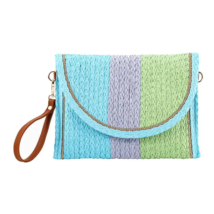 Natural Straw Clutch Zipper Hand Bag