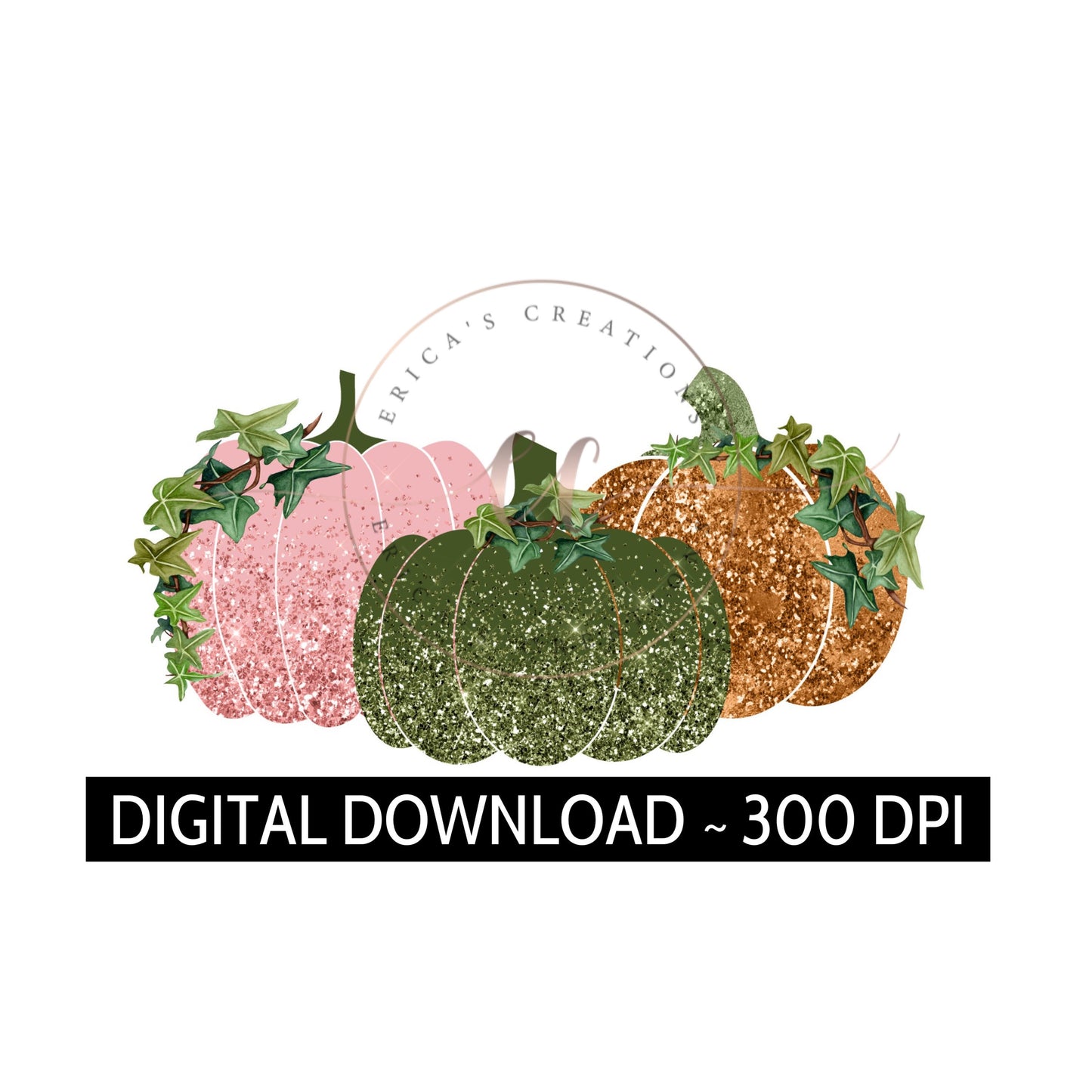 Glitter Pumpkins, Digital Download, Cute Pumpkins