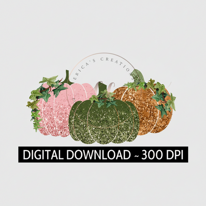 Glitter Pumpkins, Digital Download, Cute Pumpkins