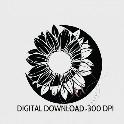 Sunflower, Moon, Digital Download, PNG