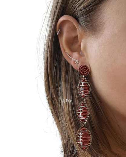 Lily Posh Beaded Football Statement Earrings