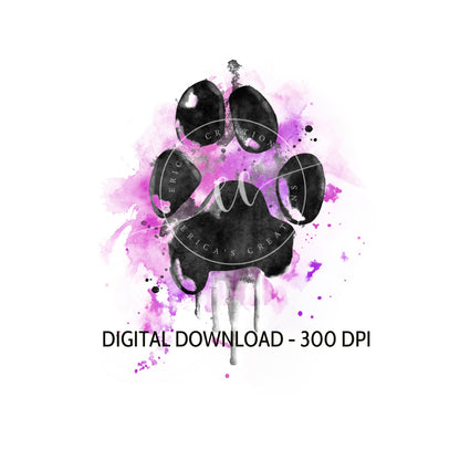 Watercolor Paw Print, Digital Download
