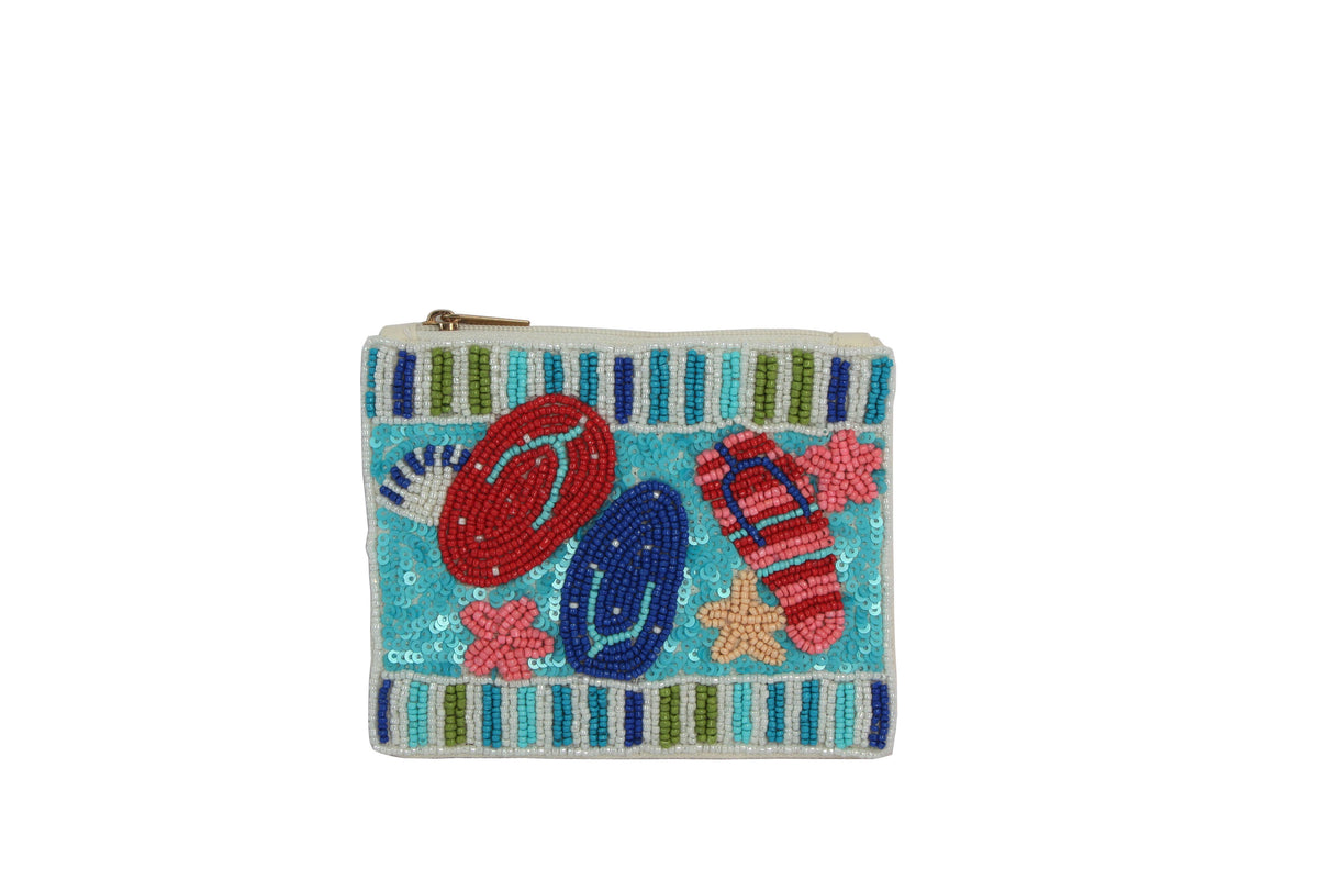 Coastal Flip Flop Beaded Coin Purse