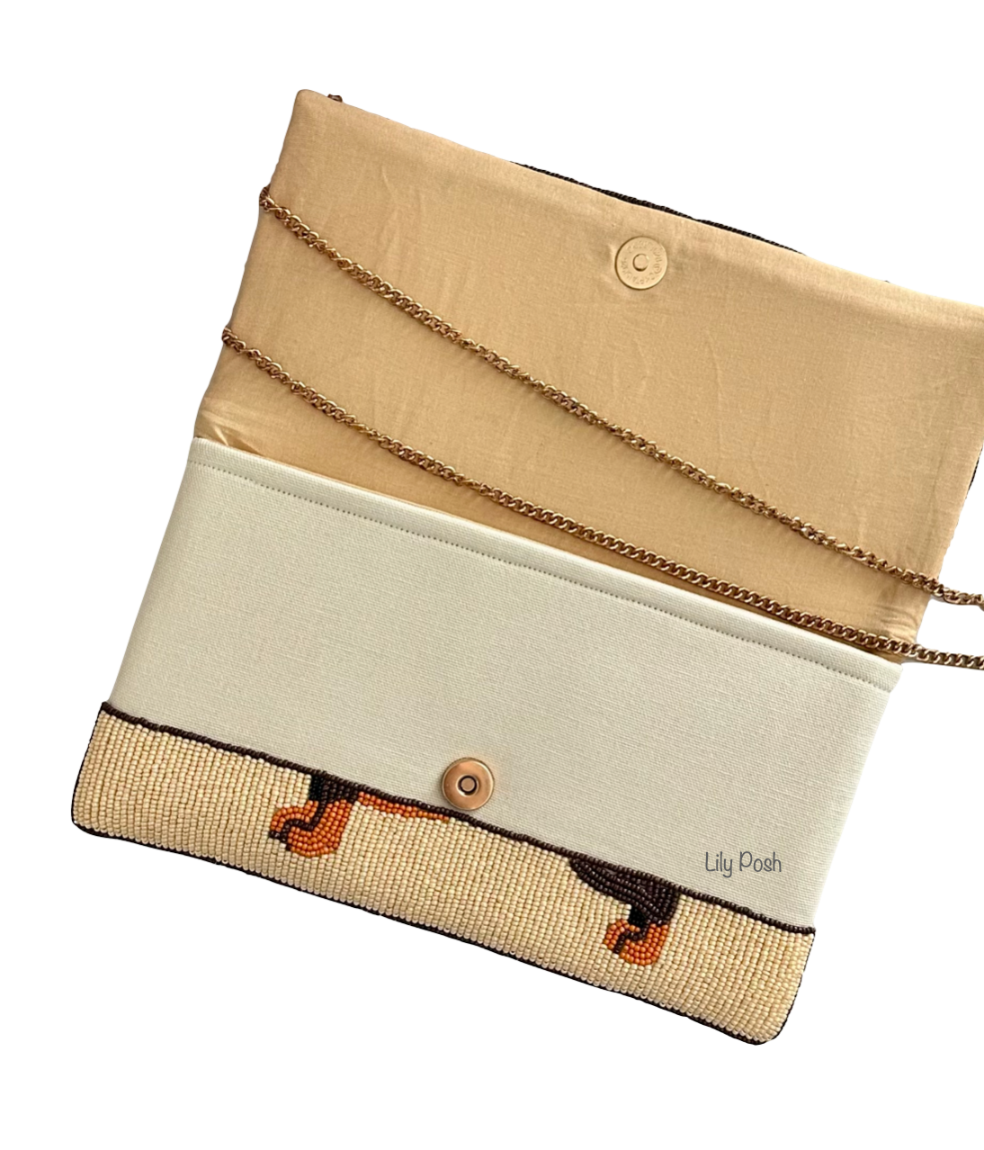 Dachshund Clutch Crossbody Beaded Bag, Dog, Lily Posh