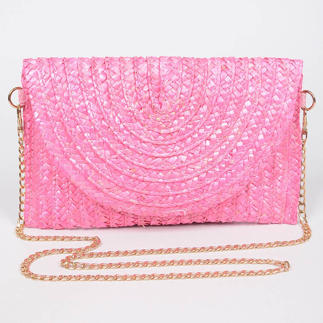 Woven Straw Crossbody Clutch
