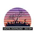 Spooky Cemetary Sunset, PNG, Digital Download