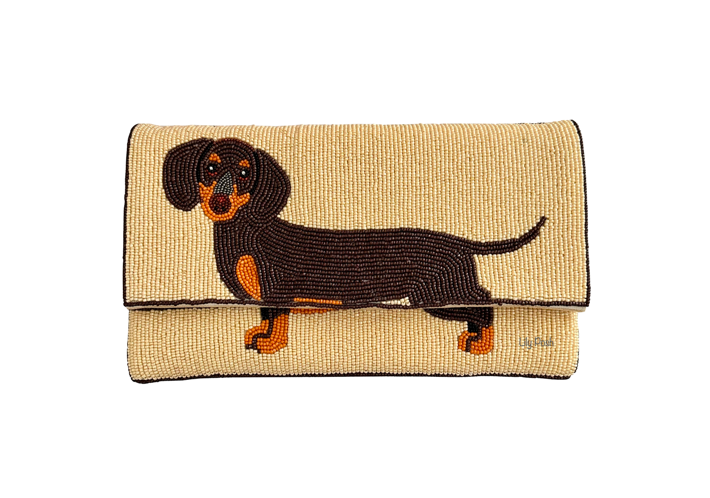 Dachshund Clutch Crossbody Beaded Bag, Dog, Lily Posh