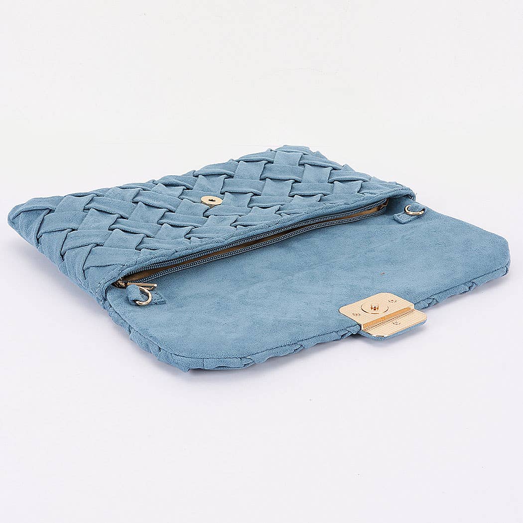 Embossed Faux Suede Clutch Bag