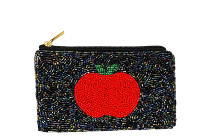 Red Apple Beaded Coin Purse