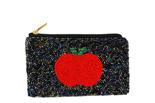 Red Apple Beaded Coin Purse