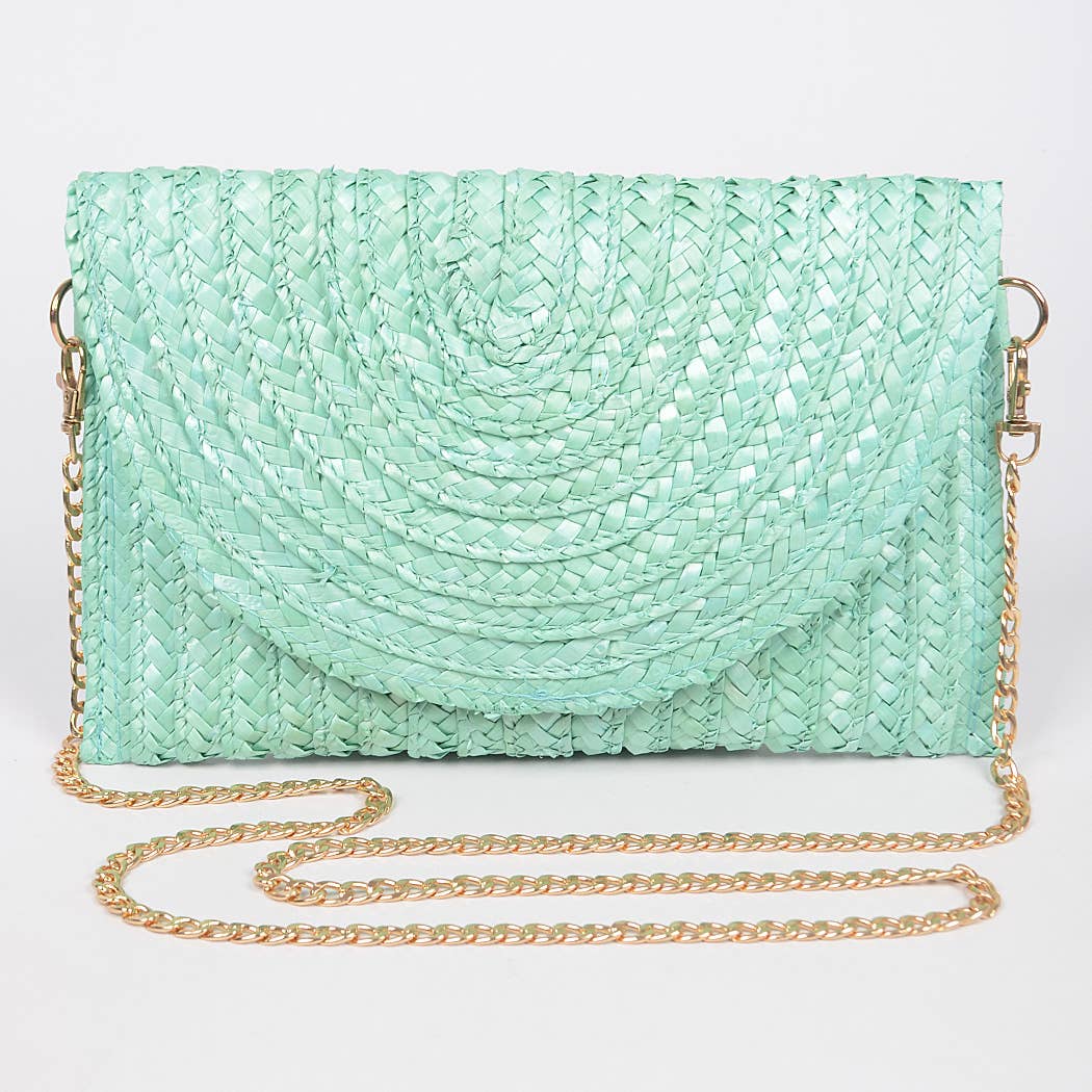 Woven Straw Crossbody Clutch