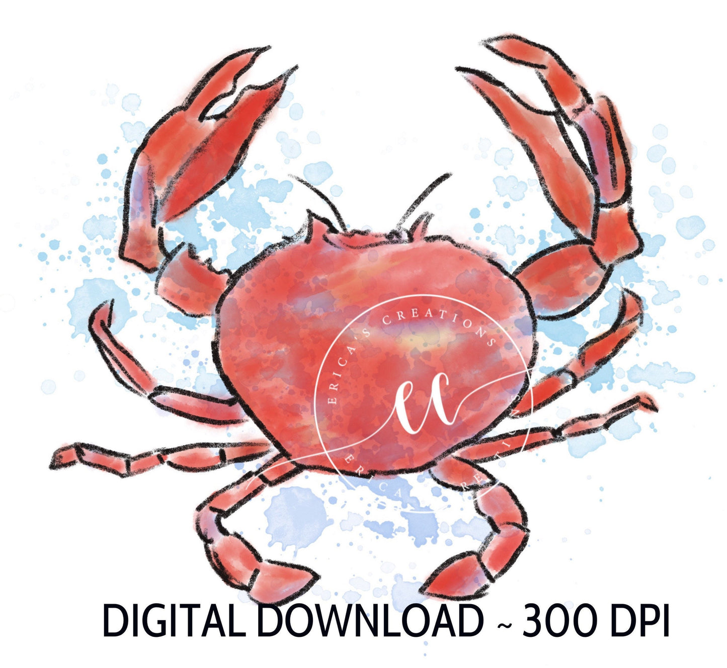 Watercolor Crab, Digital Download