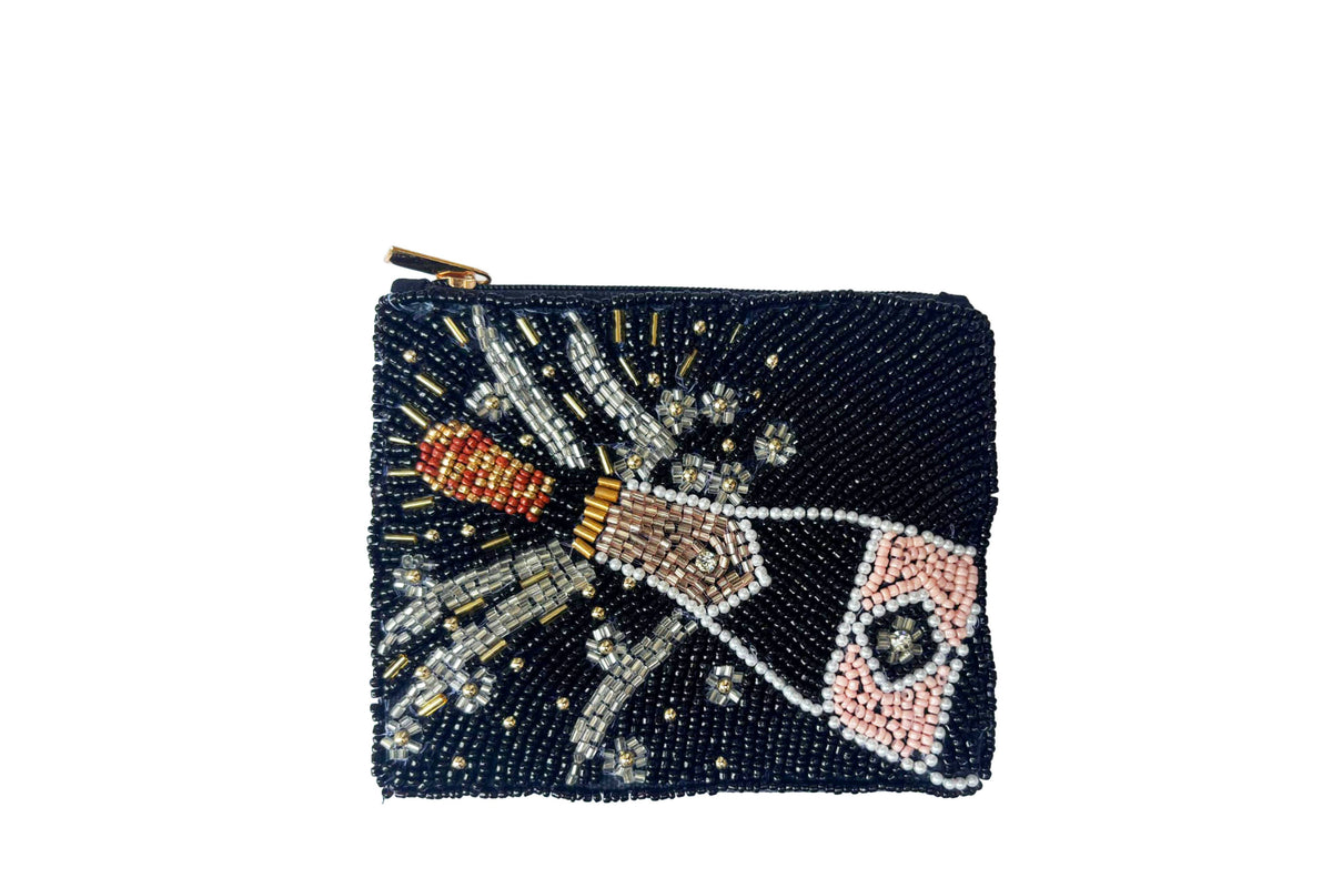 Champagne Beaded Coin Purse