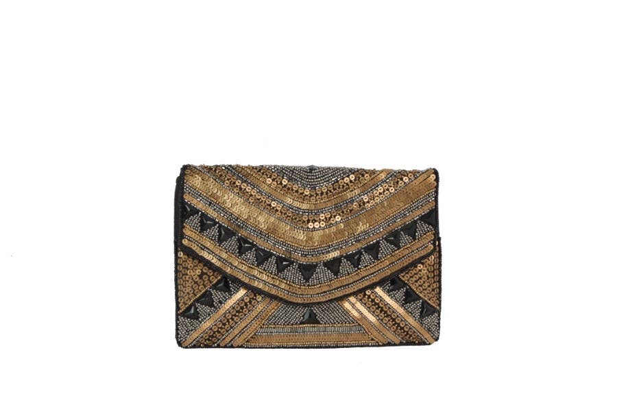 Aztec Glitter Beaded Clutch