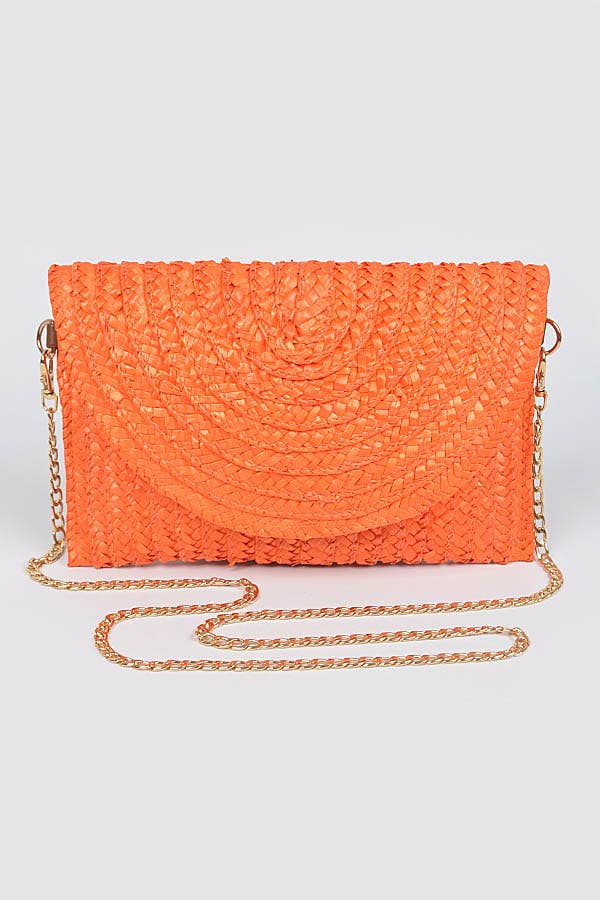 Woven Straw Crossbody Clutch