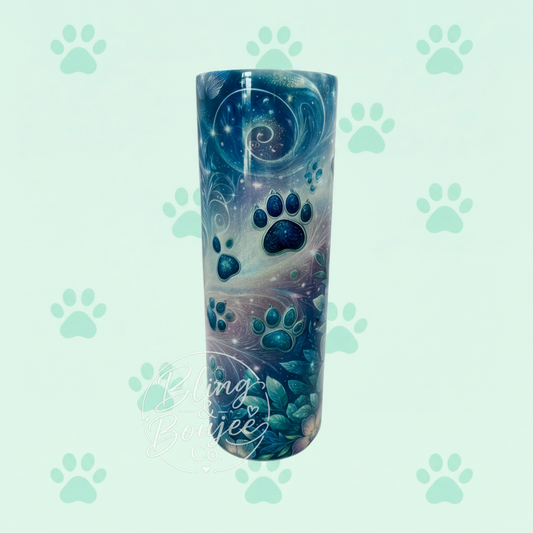 Paw Print Shimmer Tumbler ✨🐾🌙