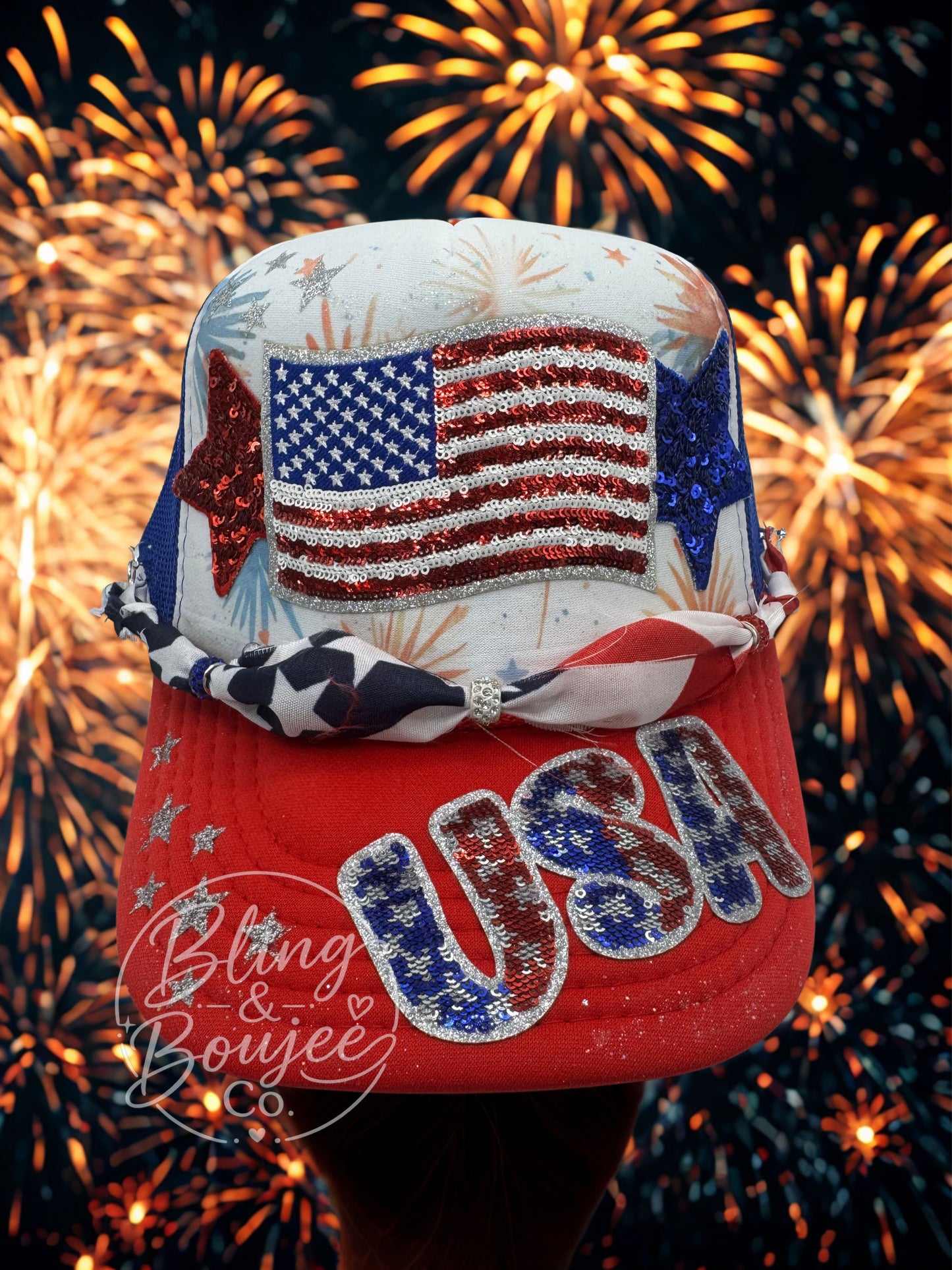 USA Sequin Trucker Hat