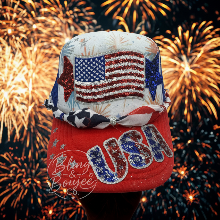 USA Sequin Trucker Hat