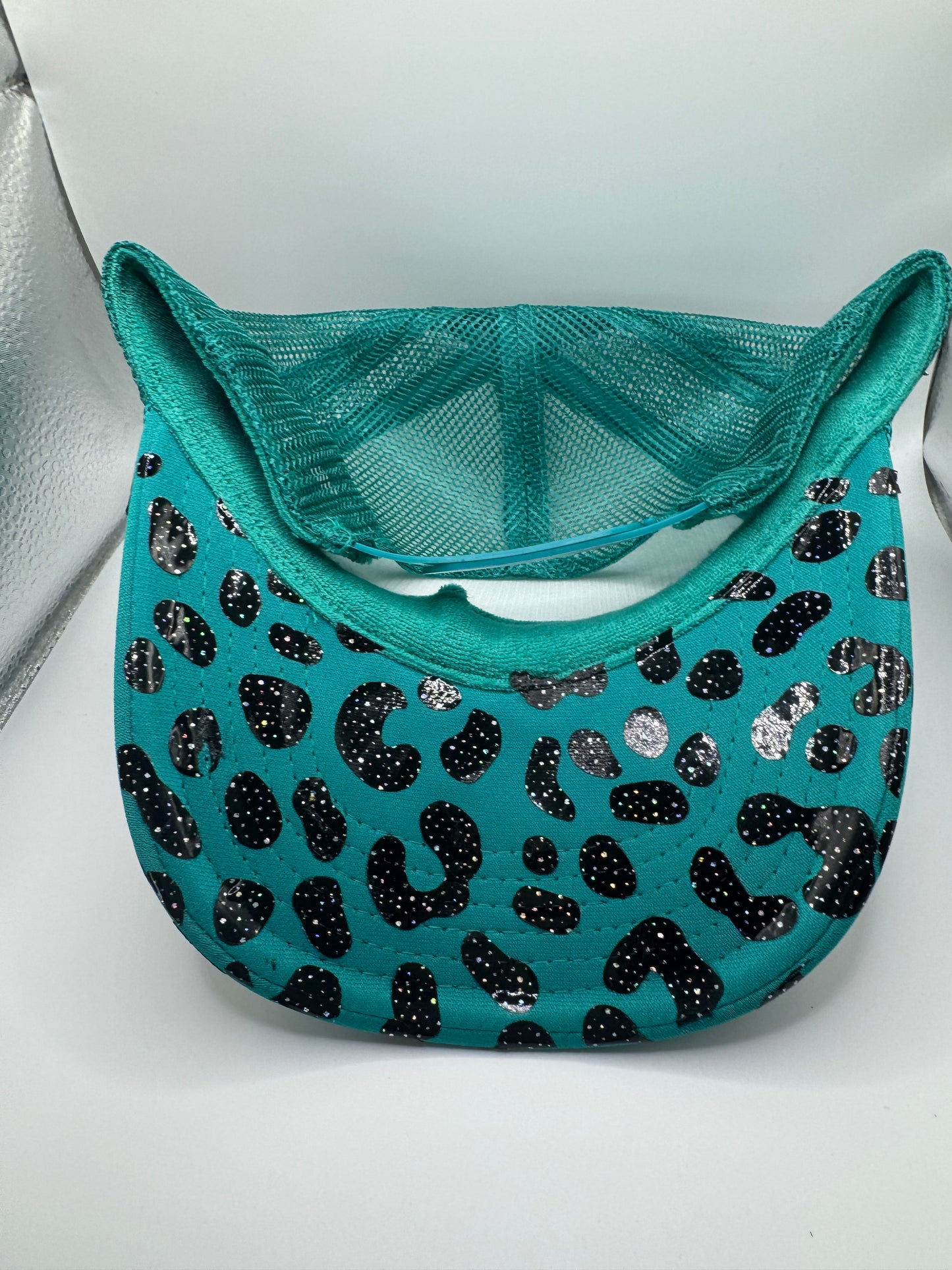Rather Be With My Dog Teal Bling Trucker Hat