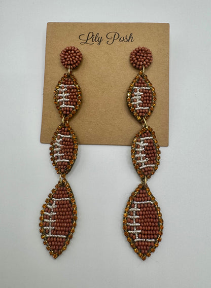 Lily Posh Beaded Football Statement Earrings