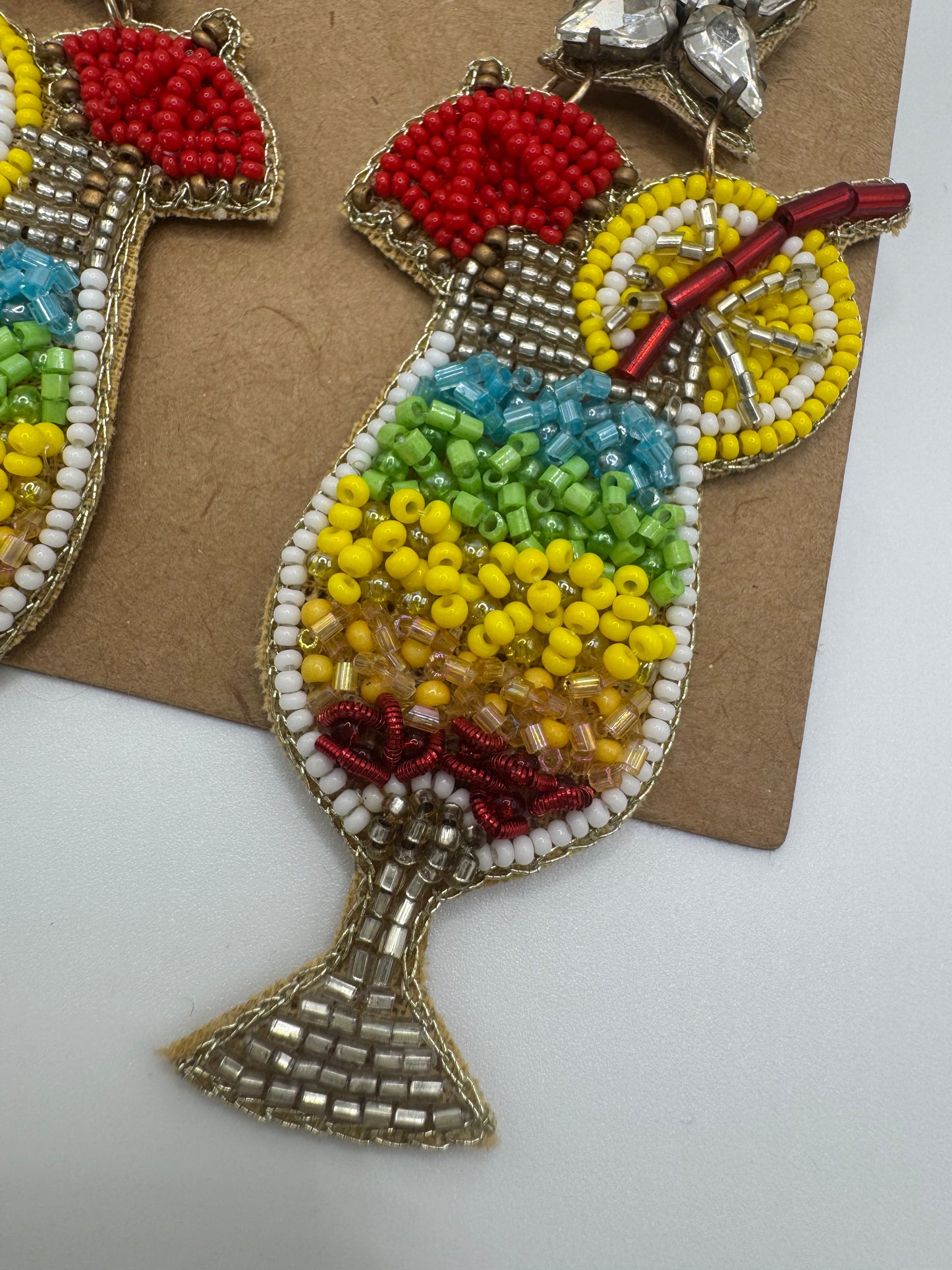 Lily Posh Beaded Tropical Cocktail Statement Earrings
