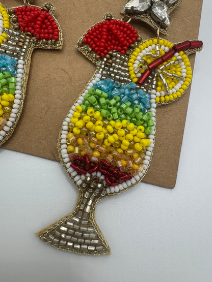 Lily Posh Beaded Tropical Cocktail Statement Earrings