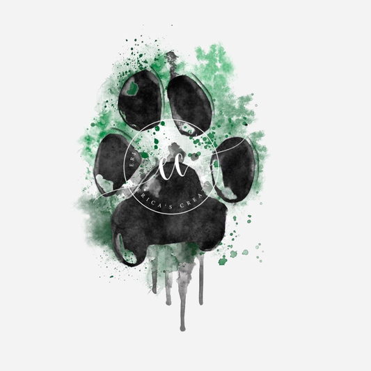 Watercolor Paw Print, Digital Download, Green