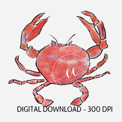 Watercolor Crab, Digital Download