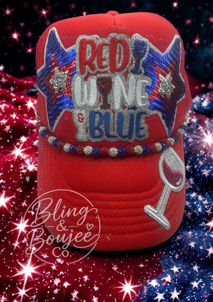 Red, Wine & Blue Trucker Hat 🍷🇺🇸