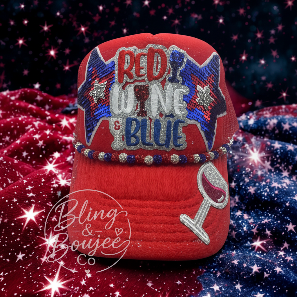 Red, Wine & Blue Trucker Hat 🍷🇺🇸