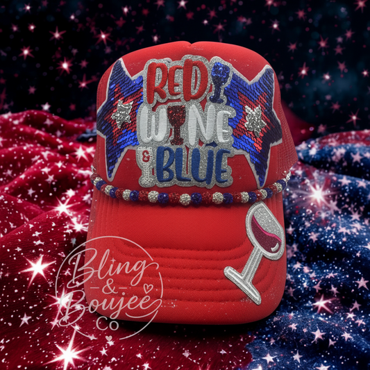 Red, Wine & Blue Trucker Hat 🍷🇺🇸