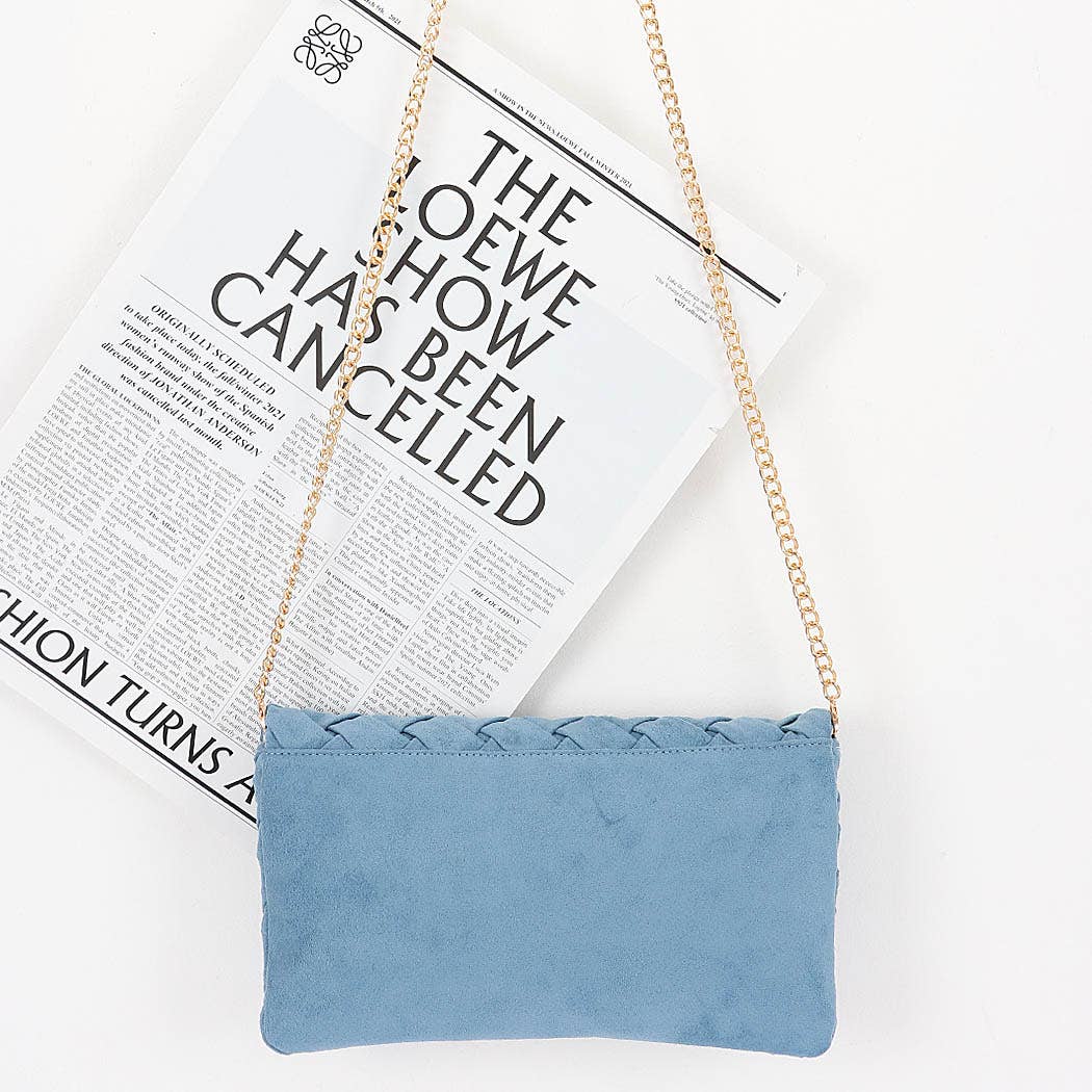 Embossed Faux Suede Clutch Bag