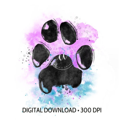 Watercolor Paw Print, Digital Download, PNG