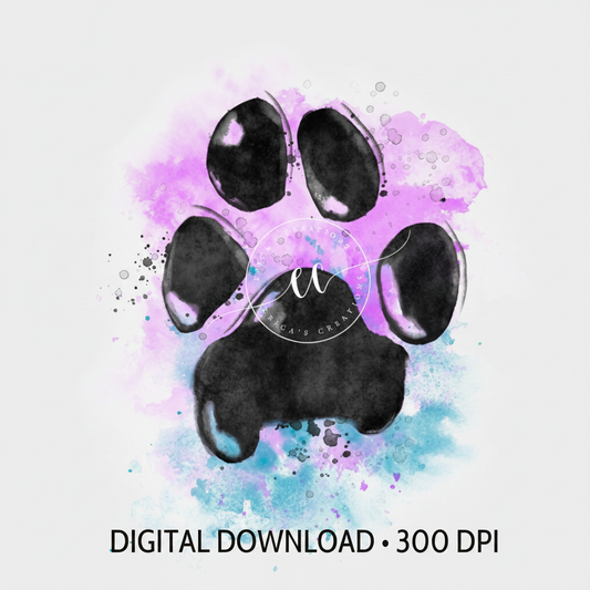 Watercolor Paw Print, Digital Download, PNG