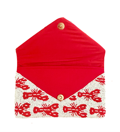Lily Posh Hand-Beaded Lobster Clutch & Crossbody Bag
