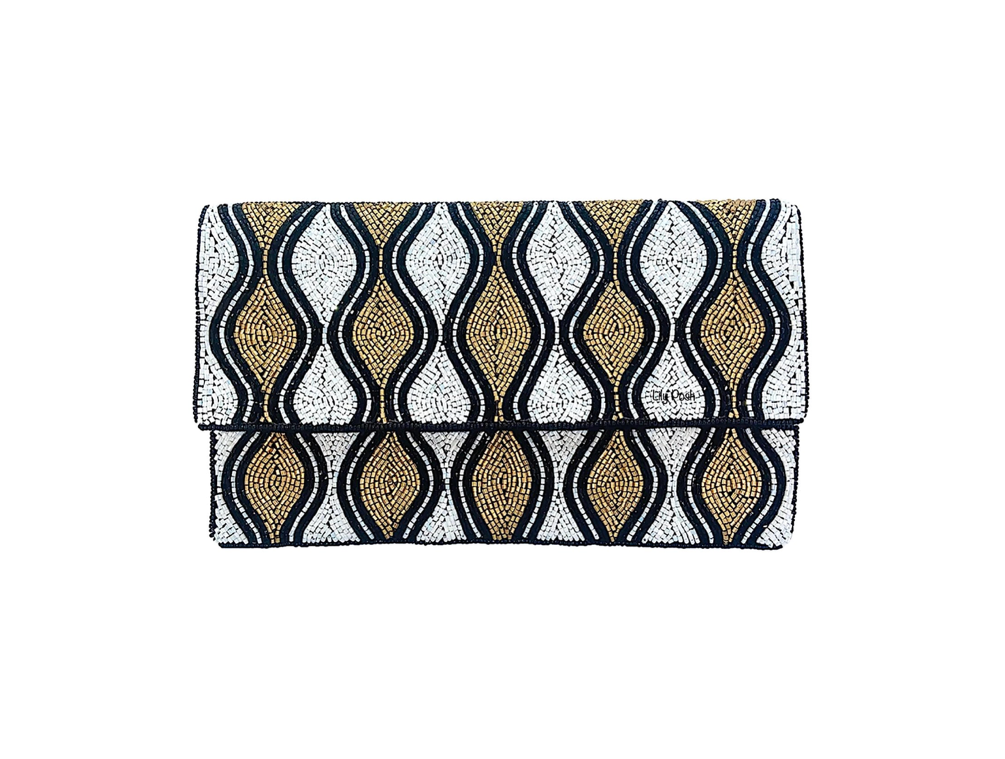 Lily Posh Hand-Beaded Geometric Clutch & Crossbody Bag