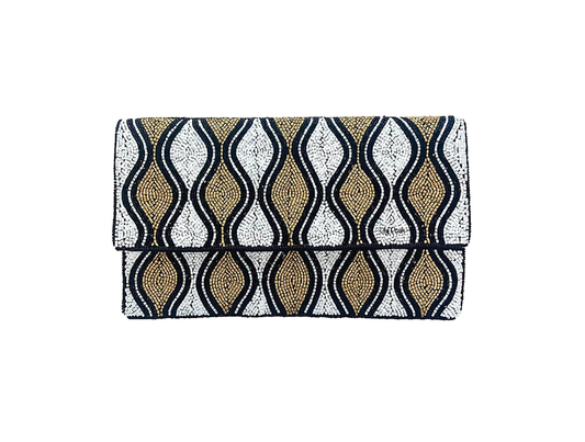 Hand-Beaded Geometric Clutch & Crossbody Bag