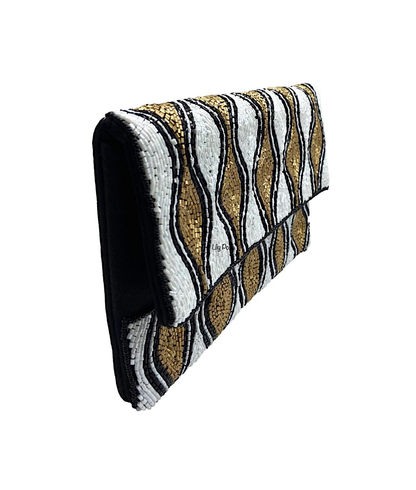 Lily Posh Hand-Beaded Geometric Clutch & Crossbody Bag