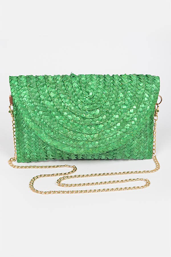 Woven Straw Crossbody Clutch
