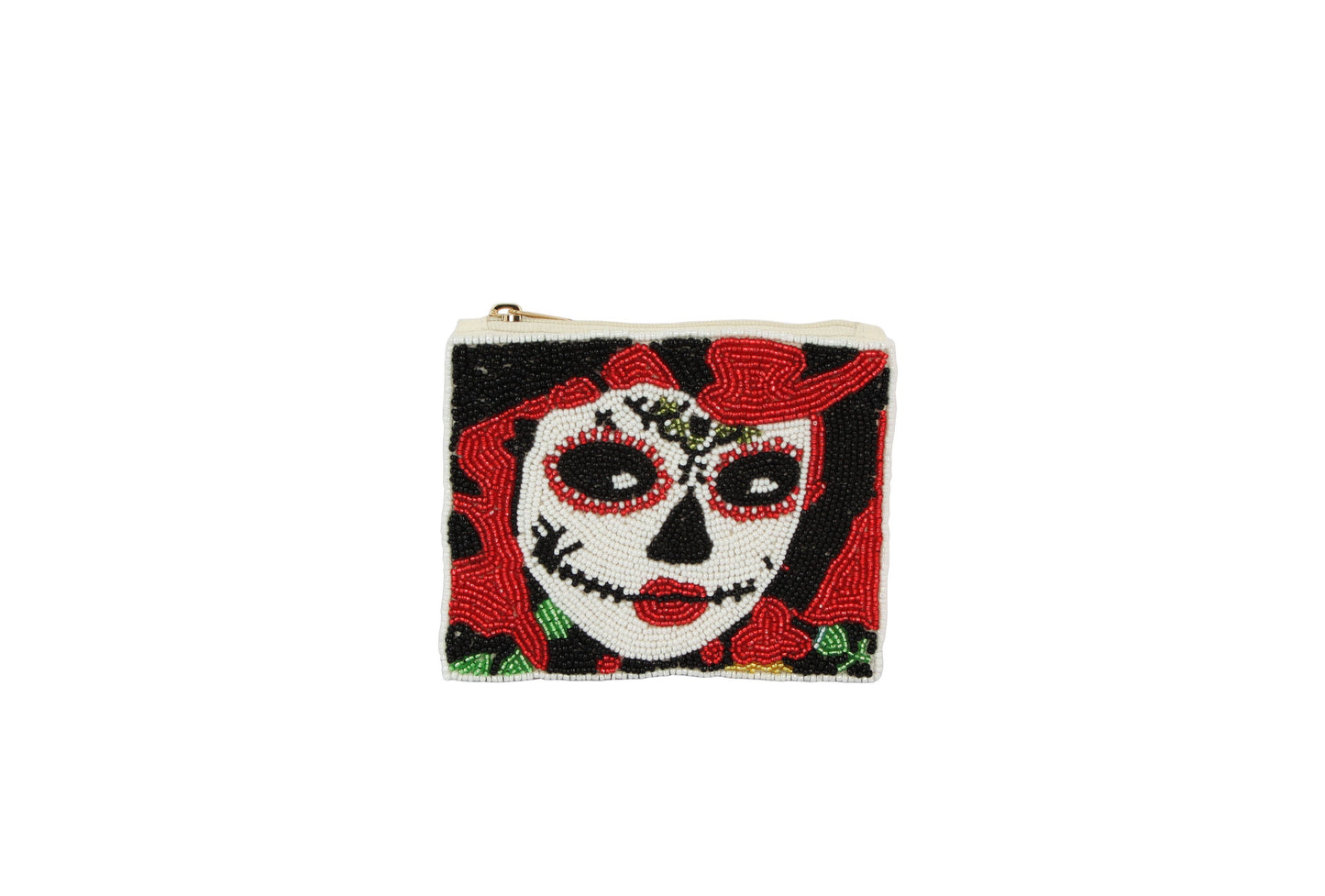 Beaded Day of The Dead Theme Coin Purse