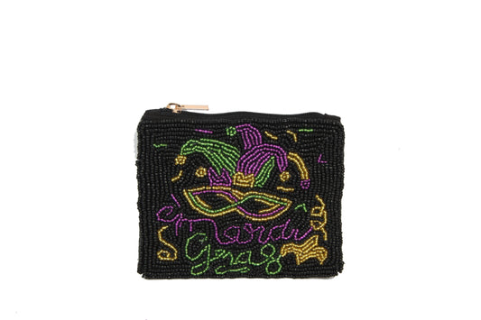 Mardi Gras Mask Beaded Coin Purse