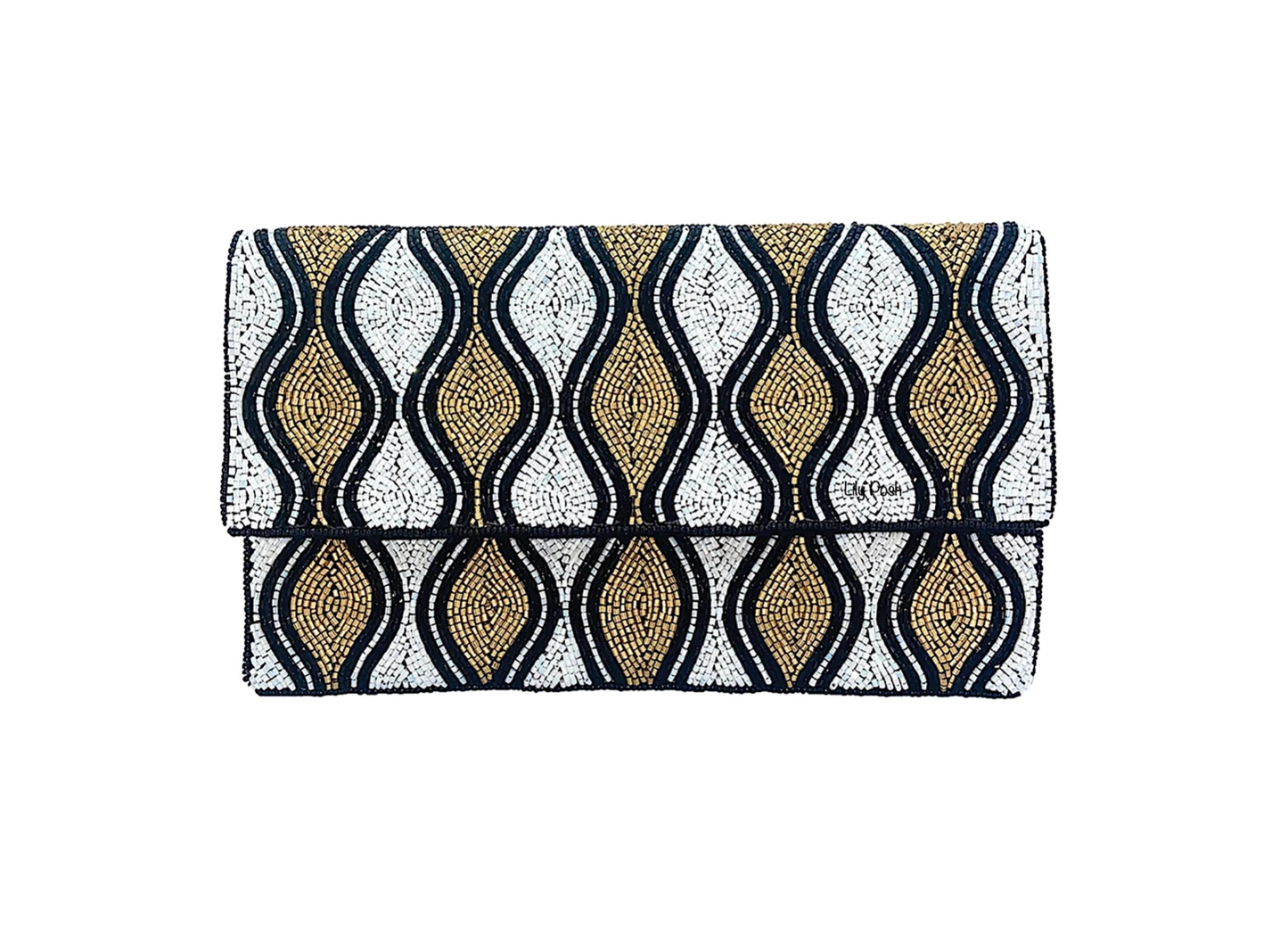 Lily Posh Hand-Beaded Geometric Clutch & Crossbody Bag