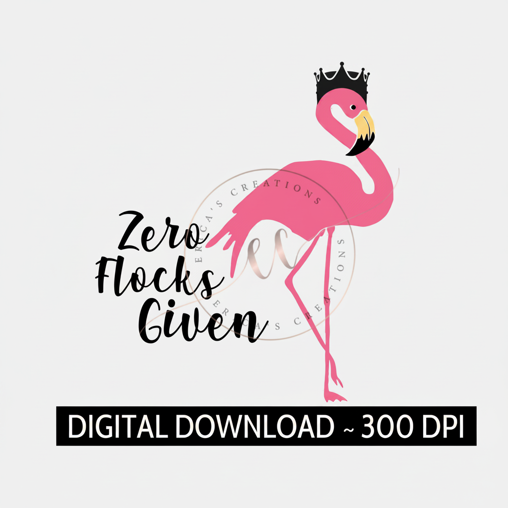 Zero Flocks Given, Flamingo, Digital Download, PNG