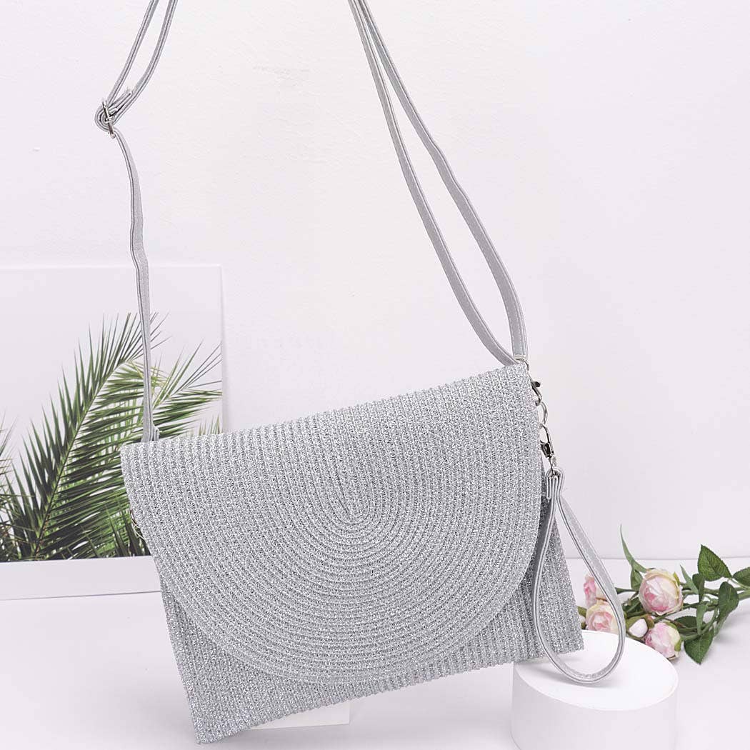 Silver Shimmer Crossbody Clutch Envelope Clutch