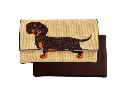 Dachshund Clutch Crossbody Beaded Bag, Dog, Lily Posh