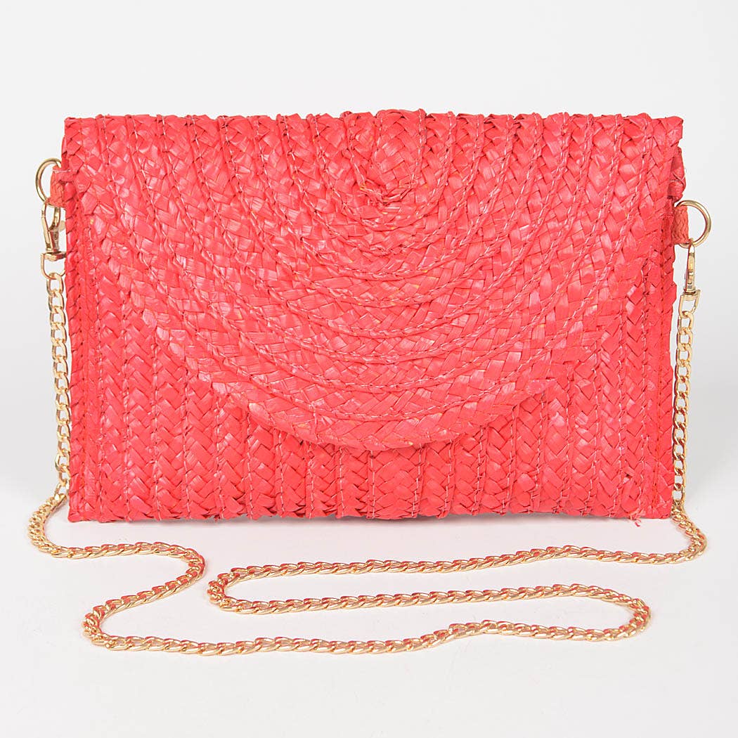 Woven Straw Crossbody Clutch
